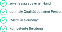 Vorteile bei Shirt Print Berlin, zuverlässig aus einer Hand, optimale Qualität zu fairen Preisen, Made in Germany, kompetente Beratung
